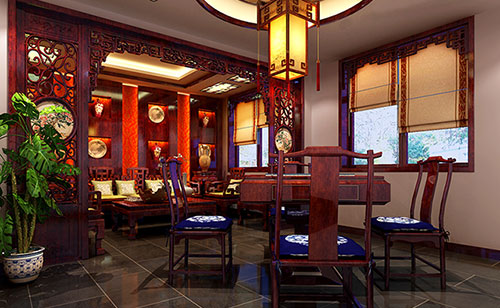 神木古典中式风格茶楼包间设计装修效果图